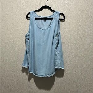 A.N.A.‎ New Approach Light Denim Women's Tank Style Top w/ Buttons on Side Sz 0X